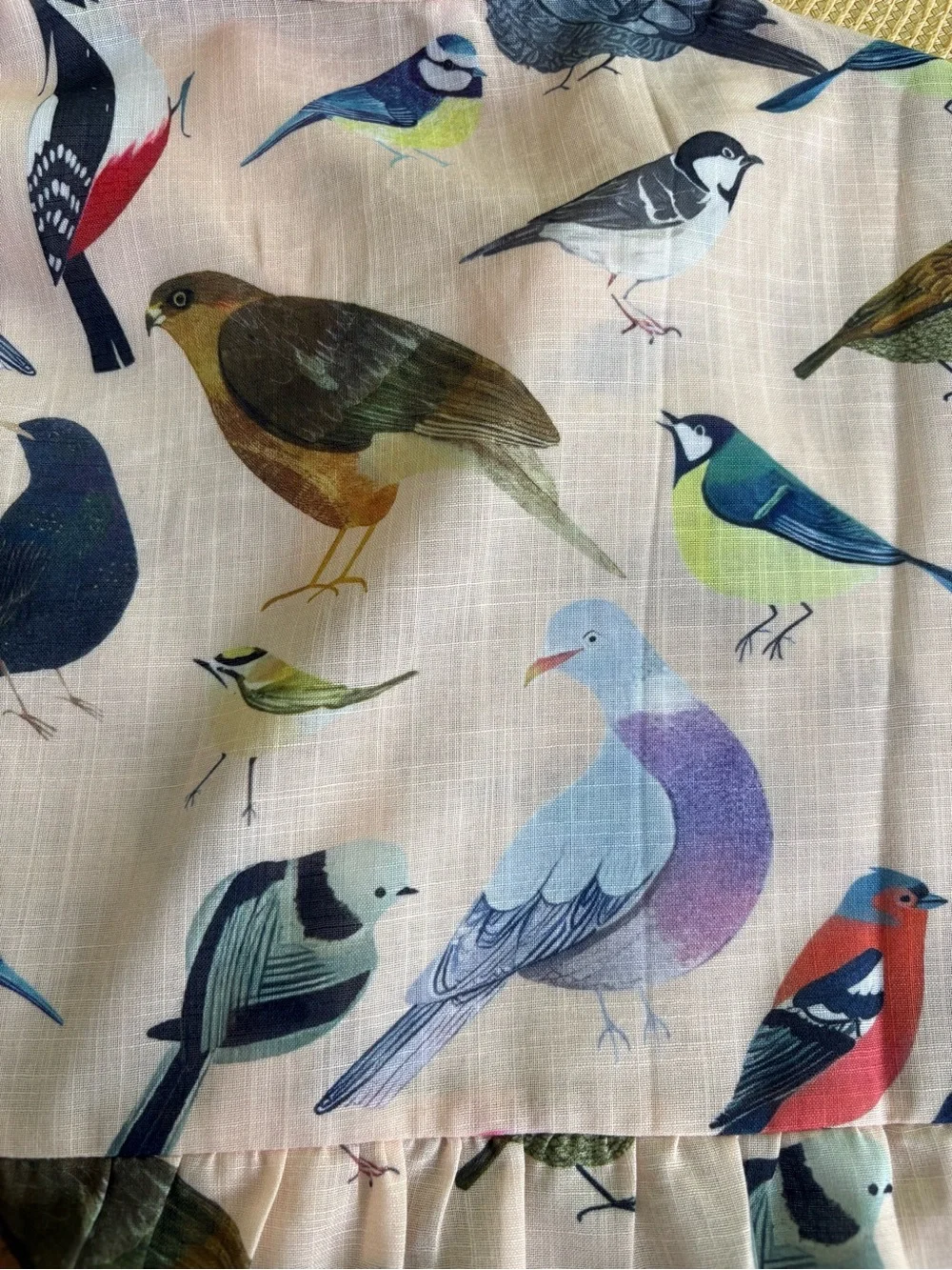 For Bird Lovers! Super Fun Women’s Beige Bird-Print Button-Up Shirt, Medium - Picture 4 of 16